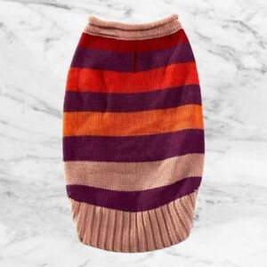 Vibrant Striped Dog Sweater XS | Cozy Knit Pet Clothing in Pink, Purple